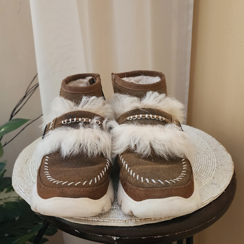 UGG Australia Womens FLUFF PUNK Shearling BOOT in Chestnut Brown size 7.Like New - Picture 4 of 9